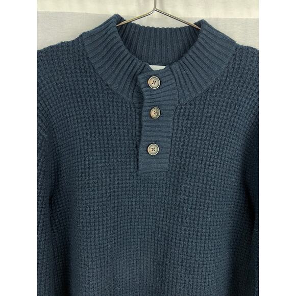 Old Navy Sweater Mens Mock Neck Henley Pullover Grandpa Fisherman Nautical Cozy - Picture 2 of 5